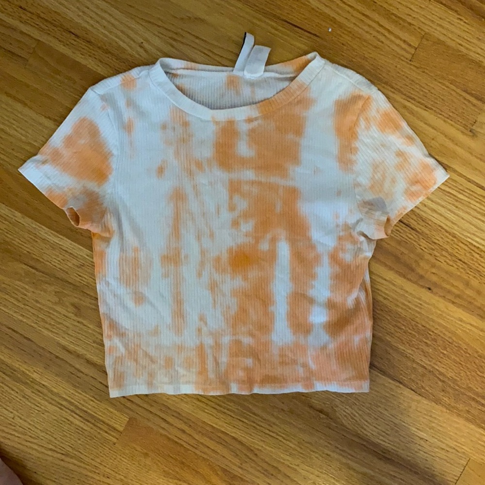 Orange and white tie dye baby tee
